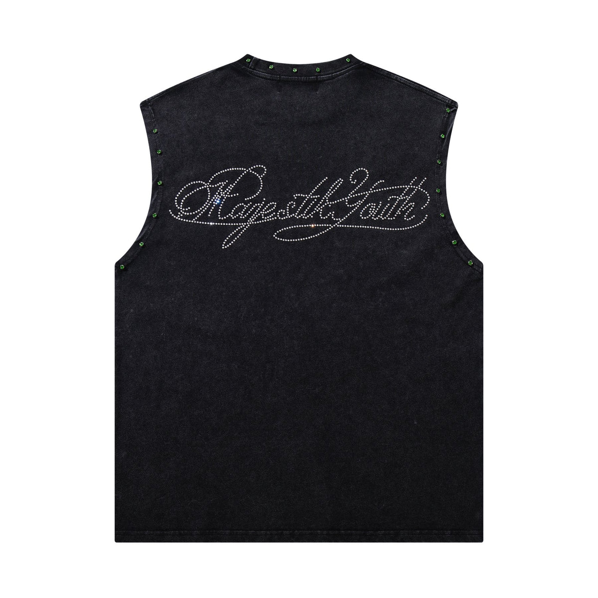 MAJESTIK Rhinestone Graphic Sleeveless T-Shirt