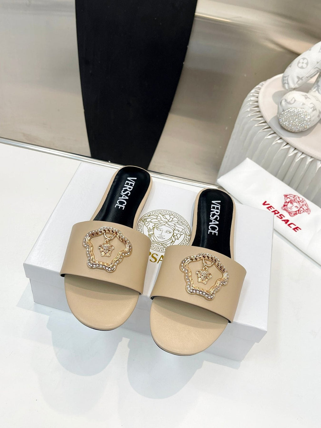 Versace Emblem Slide Sandals